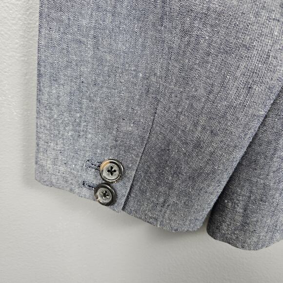 J.Crew Chambray Cotton Tailored One Button Blazer Jacket Blue Womens Size 6 - Picture 7 of 10